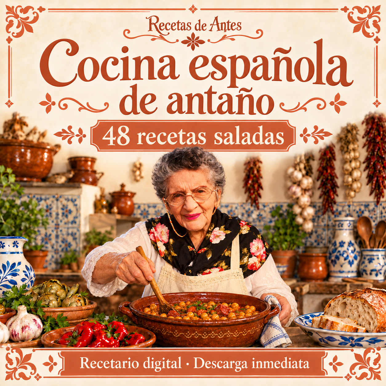 Portada de Cocina española de antaño, con 48 recetas saladas