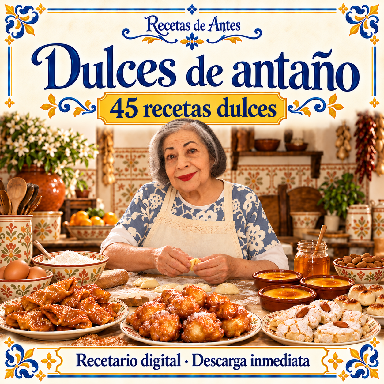 Portada del recetario Dulces de antaño, con 45 recetas dulces