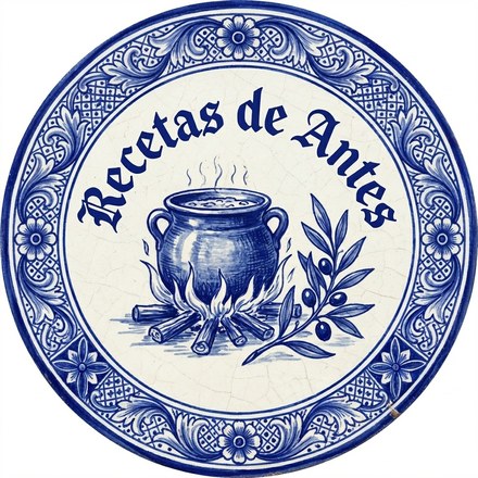 Recetas de Antes: azulejo de cerámica con una olla de barro al fuego